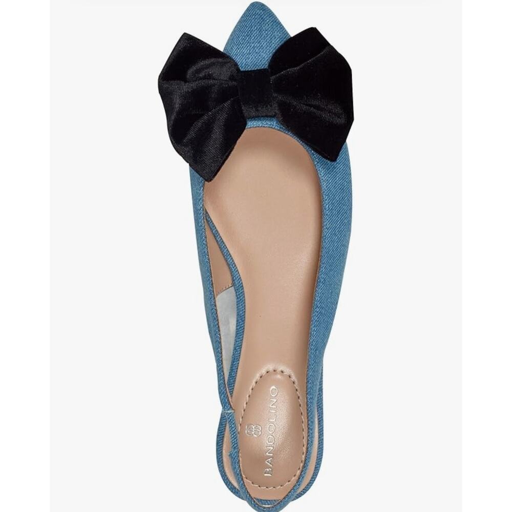 Bandolino Women's Simona Ballet Flat, Blue Denim/Black Velvet Bow 420, Size 5 - Picture 5 of 6